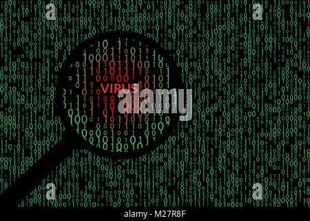 Abstrakte Technologie der binäre Code Hintergrund. Entdeckten virus Abbildung Stock Vektor