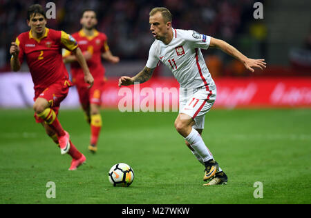 8 Oktober, 2017 - Warschau, Polen: Fußball WM 2018 Qualifikation Rusia Polen - Montenegro o/p Kamil Grosicki (Polen) Stockfoto