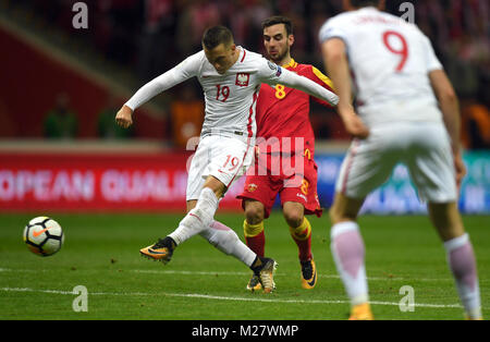 8 Oktober, 2017 - Warschau, Polen: Fußball WM 2018 Qualifikation Rusia Polen - Montenegro o/p Piotr Zielinski (Polen) Stockfoto