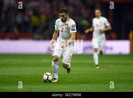 8 Oktober, 2017 - Warschau, Polen: Fußball WM 2018 Qualifikation Rusia Polen - Montenegro o/p Maciej Makuszewski (Polen) Stockfoto