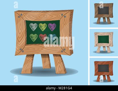 Herzen auf Mini Schwarzen Brett. Alle im Herzen Bilder und Tafeln sind in verschiedenen Schichten. Stock Vektor