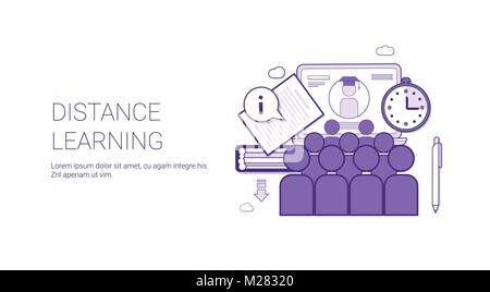Entfernung Learing Online Business Konzept Elearning Bildung Vorlage Web Banner mit Kopie Raum Stock Vektor