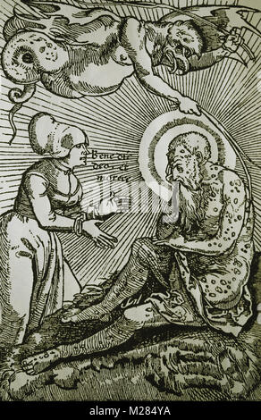 Feld "Buch der Chirurgie, 1517, von Hans von Gersdorff (1455-1529). Abbildung: Darstellung der Dämon der Pest. Stockfoto