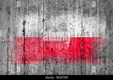 Polen Flagge bemalt auf Hintergrund Textur grauer Beton Stockfoto