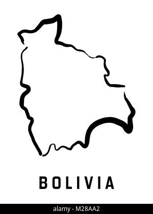 Bolivien Karte outline-glatten vereinfachte Land formen Karte Vektor. Stock Vektor