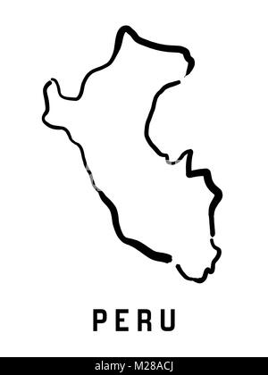 Peru Karte outline-glatten vereinfachte Land formen Karte Vektor. Stock Vektor