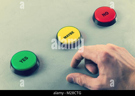 Entscheidung ja, nein oder vielleicht Stockfoto