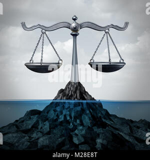 Maritime und admirality Gesetz und Ocean juristische Dienstleistungen als Maßstab der Gerechtigkeit Konzept oder angeln Vorschriften Symbol als 3D-Darstellung. Stockfoto