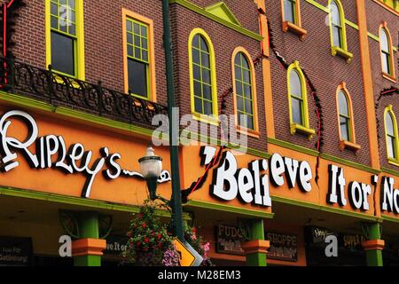 Gatlinburg Tennessee, Vereinigte Staaten - 12 September 2017 - Ripley's Believe It or Not Gebäude Logo. Stockfoto