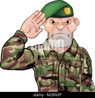 Soldat salutierte Cartoon Stock Vektor