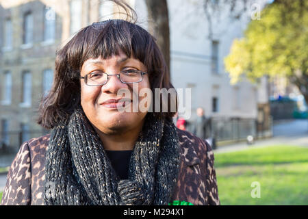 Westminster, London, Großbritannien. Februar 2018. Diane Abbott, MP. Labour-Abgeordnete und -Kollegen, darunter Dame Margaret Beckett, Diane Abbott, Dame Margaret Hodge, Dawn Butler, Angela Eagle und viele andere feiern den hundertsten Jahrestag des Frauenwahlrechts und 100 Jahre Frauen, die vor dem Parlament abstimmen. Kredit: Imageplotter Nachrichten und Sport/Alamy Live Nachrichten Stockfoto