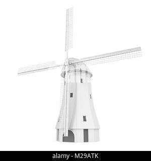 Holländische Windmühle isoliert Stockfoto