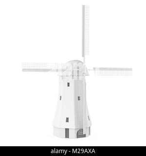 Holländische Windmühle isoliert Stockfoto