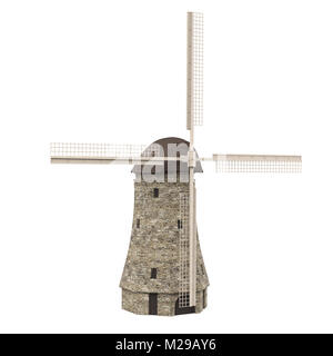 Holländische Windmühle isoliert Stockfoto