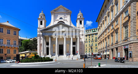 Genua, Ligurien/Italien - 2011/12/06: Tageslicht Blick auf die Basilica della Santissima Annunziata del Vastato Kirche Stockfoto