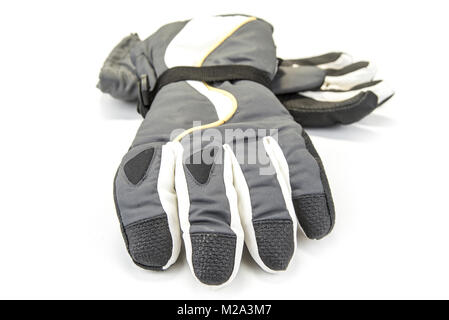 Paar warme Winter Handschuhe auf dem weißen Stockfoto