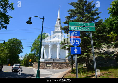 Die Union Baptist church Mystic Connecticut new england USA Stockfoto