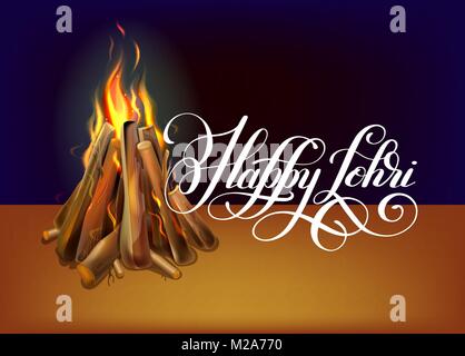 Happy lohri Hand schrift Feier design Stock Vektor