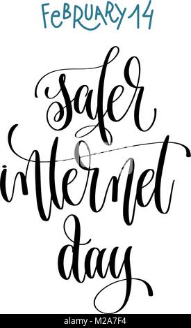 Februar 14 - Safer Internet Day-beschriftung Beschriftung te Stock Vektor