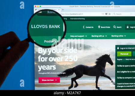 LONDON, Großbritannien - 9. JANUAR 2018: Die Lloyds Bank Logo auf ihrer offiziellen Website, die am 9. Januar 2018. Stockfoto