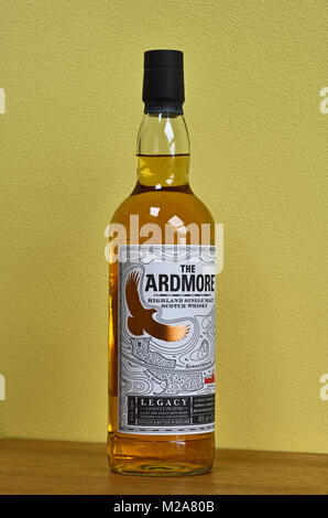 Flasche des Legacy Ardmore Highland Single Malt Scotch Whisky. Stockfoto