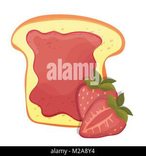 Getoastetes Brot Scheibe einer Sandwich rote Erdbeermarmelade zum Frühstück Stock Vektor