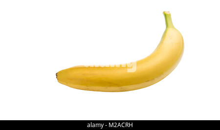 Einzelne gelbe Banane isoliert auf Weiss. Stockfoto