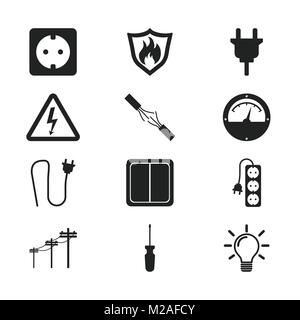 Strom Symbol. Vector Illustration im flachen Stil auf weißem Hintergrund Stock Vektor