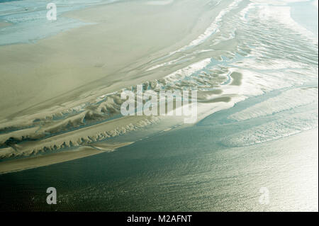 Luftaufnahme aus dem Nationalpark Schleswig-Holsteinisches Wattenmeer in Deutschland Stockfoto