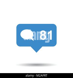 Wie, Kommentar, follower Symbol. Flache Vector Illustration mit Herz auf weißem Hintergrund. Stock Vektor