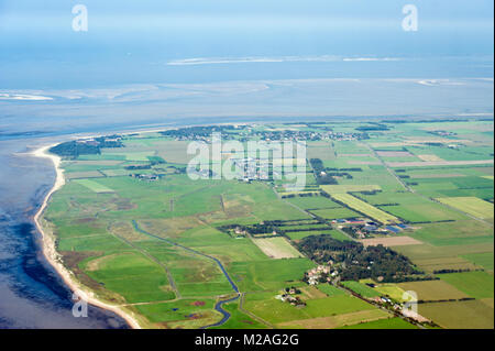 Luftaufnahme aus dem Nationalpark Schleswig-Holsteinisches Wattenmeer in Deutschland Stockfoto