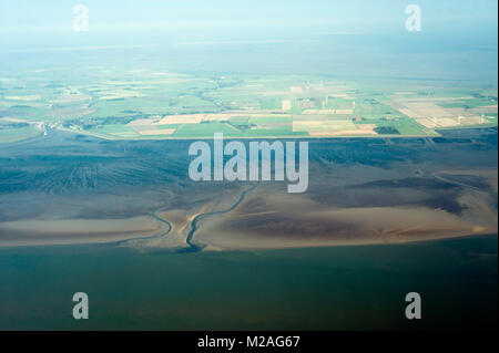 Luftaufnahme aus dem Nationalpark Schleswig-Holsteinisches Wattenmeer in Deutschland Stockfoto