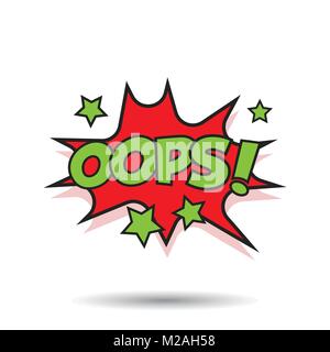 Oops comic Sound Effekte. Sound bubble Rede mit Wort und Comic cartoon Ausdruck klingt Vector Illustration. Stock Vektor