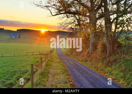 Herbst-Szene entlang der Landstraße durch Swoope Ackerland, Shenandoah Valley, Virginia, USA Stockfoto