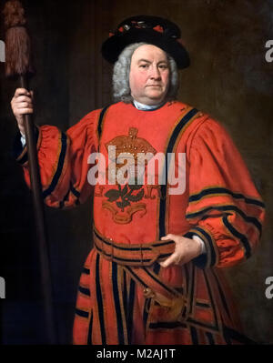 Yeoman Warder (Beefeater) von George Beare, Öl auf Leinwand, 1746 Stockfoto