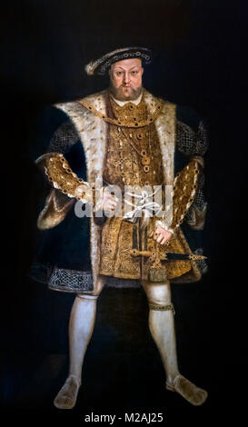 Henry VIII. Porträt von König Heinrich VIII., von einem unbekannten Künstler nach Hans Holbein 1550-90, C. Stockfoto