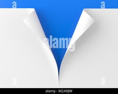 Zerrissenes Papier auf blauem Hintergrund Stockfoto