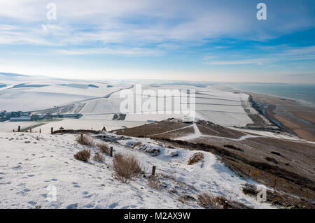 Cape Blanc Nez, unter Schnee in Frankreich Stockfoto