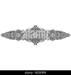 Abstrakte mandala Ornament. Asiatische Muster. Schwarze und weiße authentischen Hintergrund. Vector Illustration. Stock Vektor