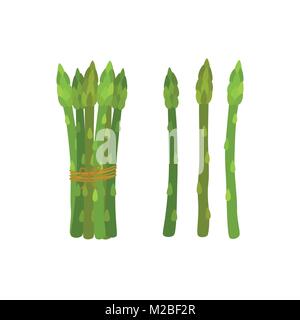 Grüner Spargel, Butch reifer Spargel sprießen. Vegetarische Ernährung. In cartoon Flat Style gemacht. Vector Illustration Stock Vektor