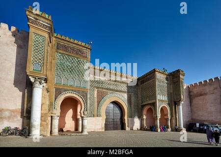 Stadttor Bab Mansour, Meknes, Marokko, Afrika Stockfoto