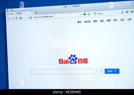 LONDON, UK, 10. Januar 2018: Die Homepage von Baidu.com - das Chinesische web services Unternehmen und einer der führenden Politiker in der Künstlichen Intelligenz Stockfoto