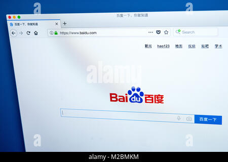 LONDON, UK, 10. Januar 2018: Die Homepage von Baidu.com - das Chinesische web services Unternehmen und einer der führenden Politiker in der Künstlichen Intelligenz Stockfoto