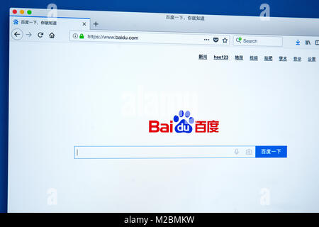 LONDON, UK, 10. Januar 2018: Die Homepage von Baidu.com - das Chinesische web services Unternehmen und einer der führenden Politiker in der Künstlichen Intelligenz Stockfoto