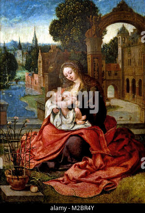 Jungfrau mit Kind (stillen) unbekannten Meister aus dem 16. Jahrhundert Belgischen, Belgien, Flämische, Stockfoto