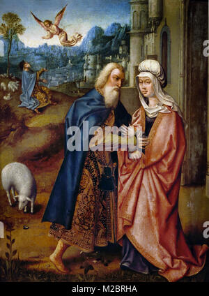 St. Joachim und St. Anne im Golden Gate Master der Anbetung Machico 15./16. Jahrhundert, der belgischen, der Belgien, Flämische. Von der Kirche von Madalena do Mar (Madeira) Portugal, Portugiesisch, Stockfoto