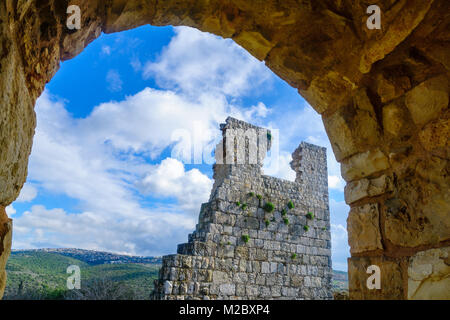 Bleibt der Yehiam Festung, von der Kreuzfahrer und Osmanischen Zeit, in den westlichen Oberen Galiläa, im Norden Israels Stockfoto