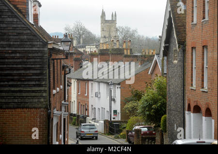 Canon Street und Winchester College in Winchester, Hampshire, England, Vereinigtes Königreich. 2.April 2015 © wojciech Strozyk/Alamy Stock Foto Stockfoto