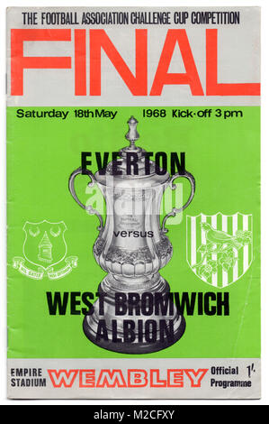 Fußball-Programm: 1968 FA-Cup, Everton v West Bromwich Albion. Westbrom gewann 1:0 nach Verlängerung. Stockfoto