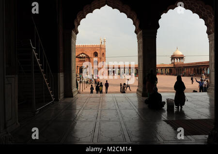 Die Jama Masjid Moschee in Delhi, Indien Stockfoto